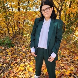 80s or 90s Worthington Green Wool Suit